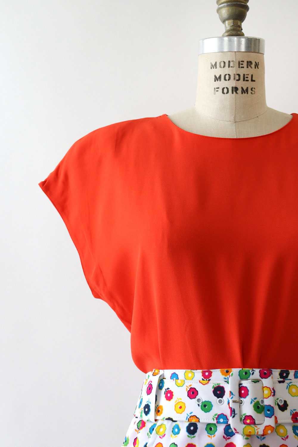 Tomato Red Silky Rayon Top M/L - image 3