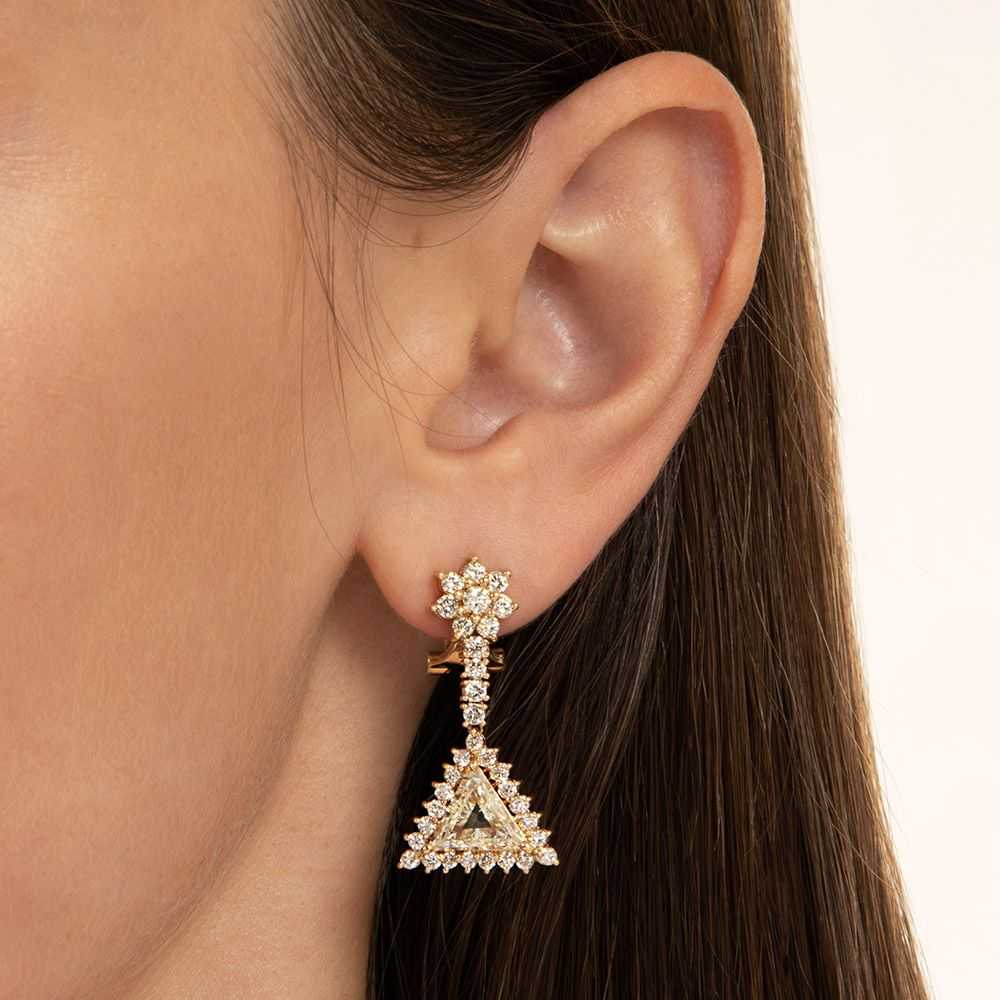 Estate 2.49 Carat Trillion-Cut Diamond Dangle Ear… - image 4