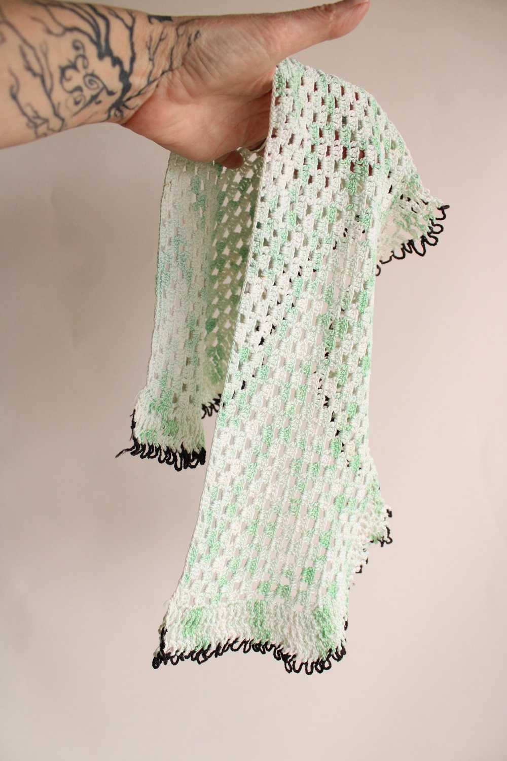 Vintage Crochet Doily in Green and White And Black - image 9