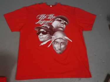 Hip Hop Legends Notorious BIG Eazy E Tupac Red Graphic Tee