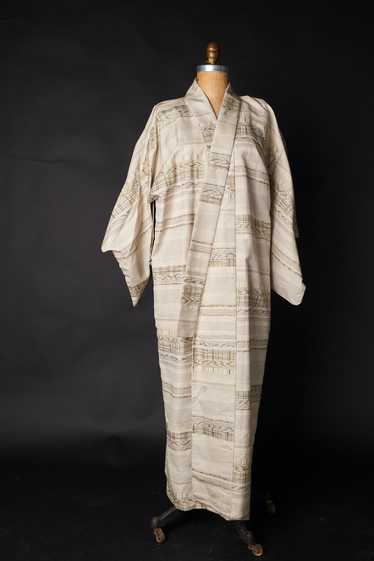 Vintage 1980s Silk Geometric Japanese Kimono