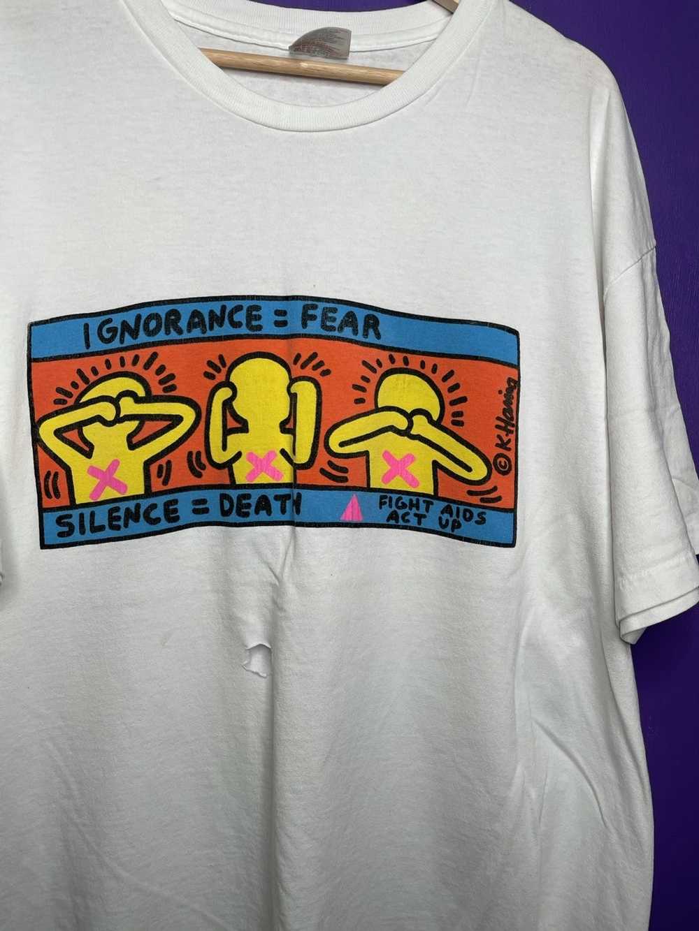 Vintage Vintage Keith Haring ignorance=fear art t… - image 3