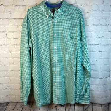 Chaps Chaps green and white checked dress shirt si