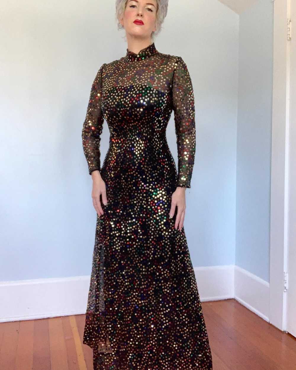 1960s "Saks Fifth Avenue" Multicolored Sequin Sil… - image 1