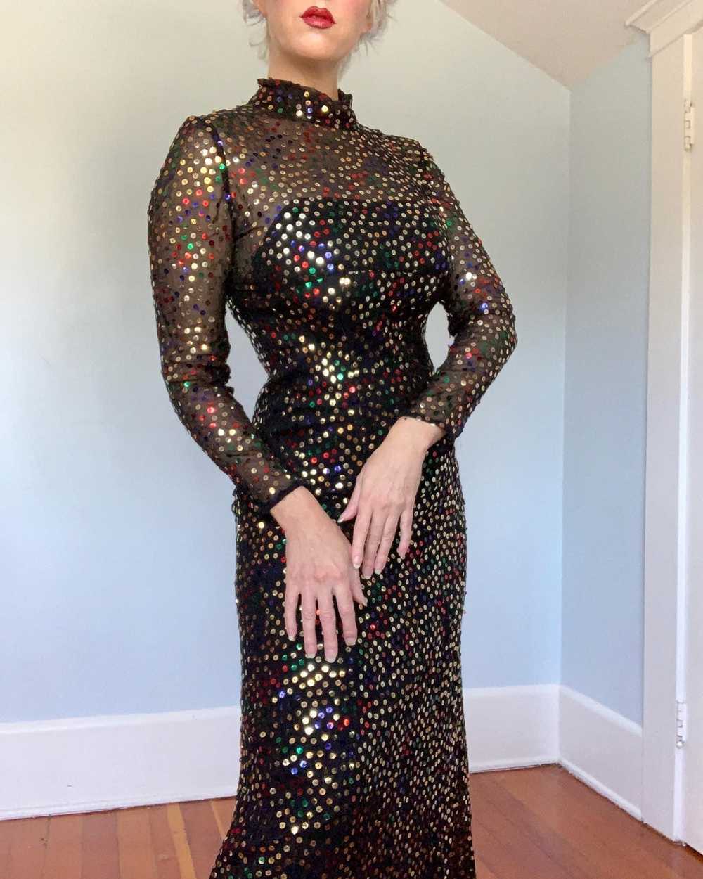 1960s "Saks Fifth Avenue" Multicolored Sequin Sil… - image 2