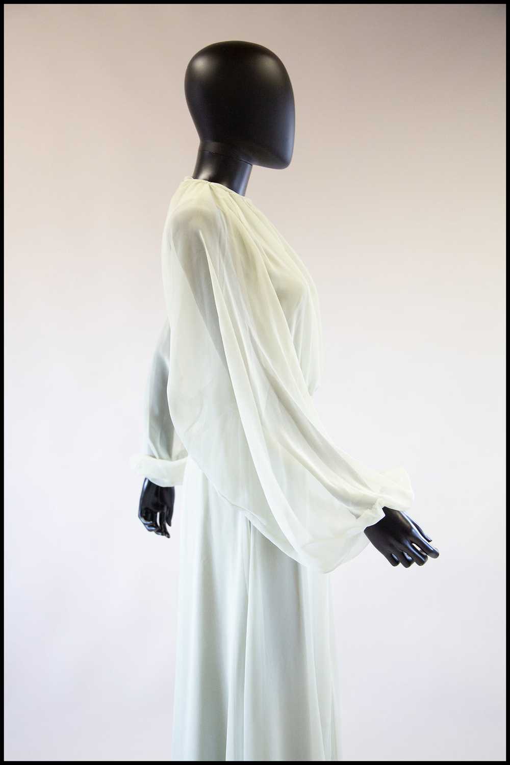 Vintage 1970s Eau De Nil Chiffon Maxi Dress - image 3