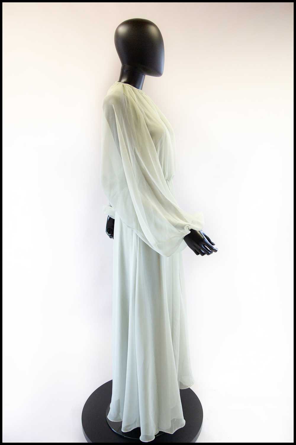 Vintage 1970s Eau De Nil Chiffon Maxi Dress - image 4