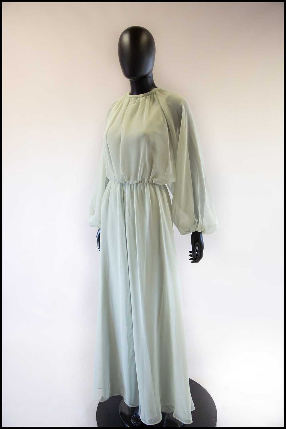 Vintage 1970s Eau De Nil Chiffon Maxi Dress - image 5