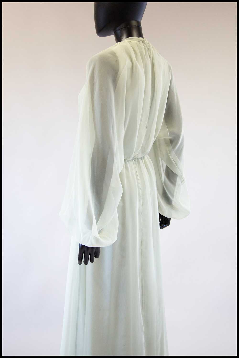 Vintage 1970s Eau De Nil Chiffon Maxi Dress - image 6