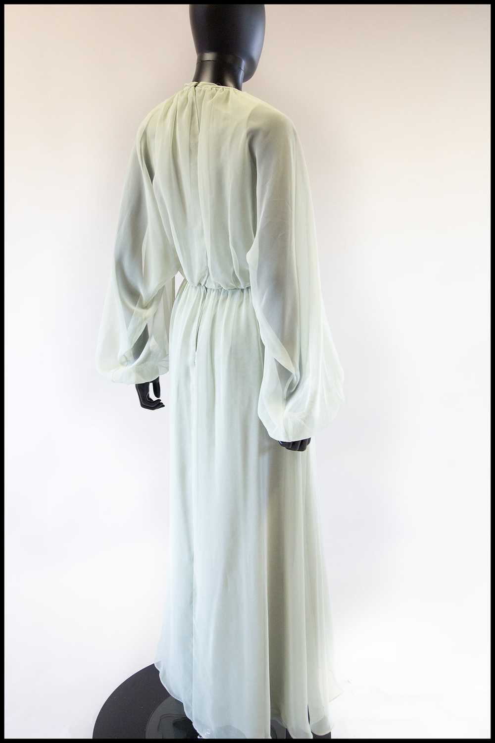 Vintage 1970s Eau De Nil Chiffon Maxi Dress - image 7