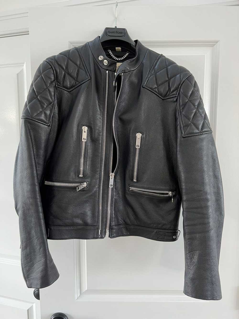 Burberry Black Moto style leather jacket - image 1