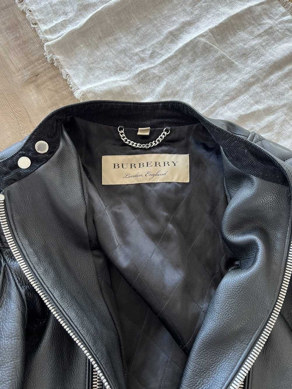 Burberry Black Moto style leather jacket - image 3