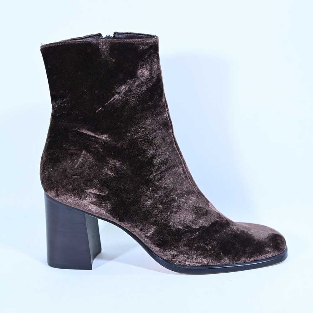 90s Unworn Brown Velvet Ankle Boots, Y2K Nine Wes… - image 1