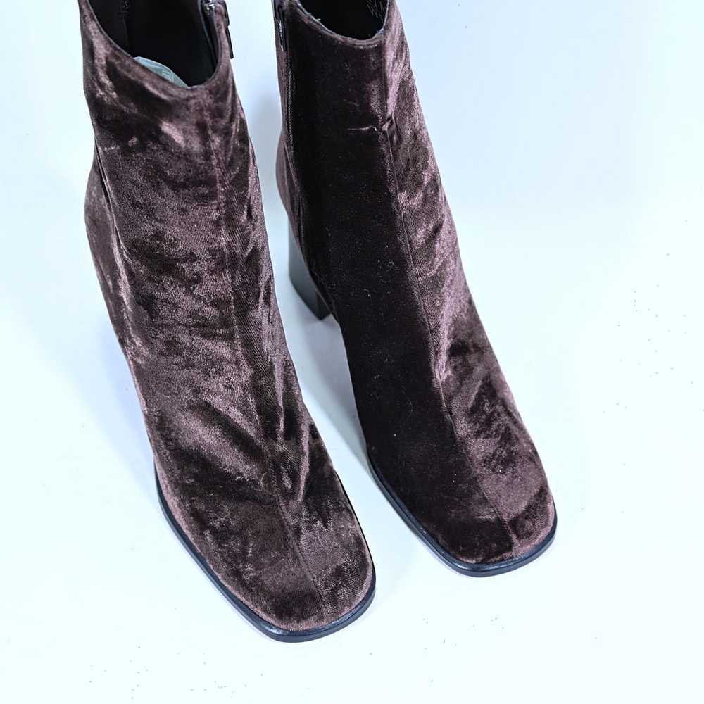 90s Unworn Brown Velvet Ankle Boots, Y2K Nine Wes… - image 2