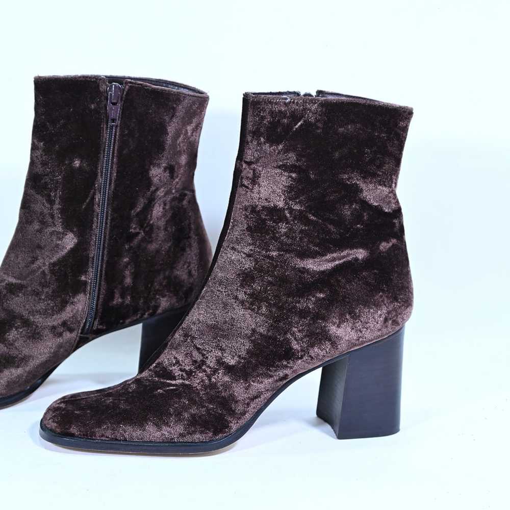 90s Unworn Brown Velvet Ankle Boots, Y2K Nine Wes… - image 4