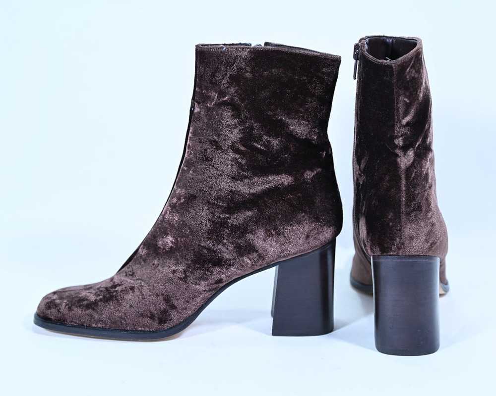 90s Unworn Brown Velvet Ankle Boots, Y2K Nine Wes… - image 5