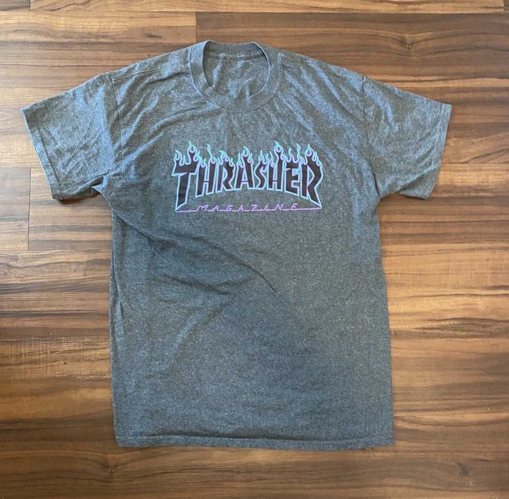 Thrasher Thrasher Purple Flames Logo Tee - image 1