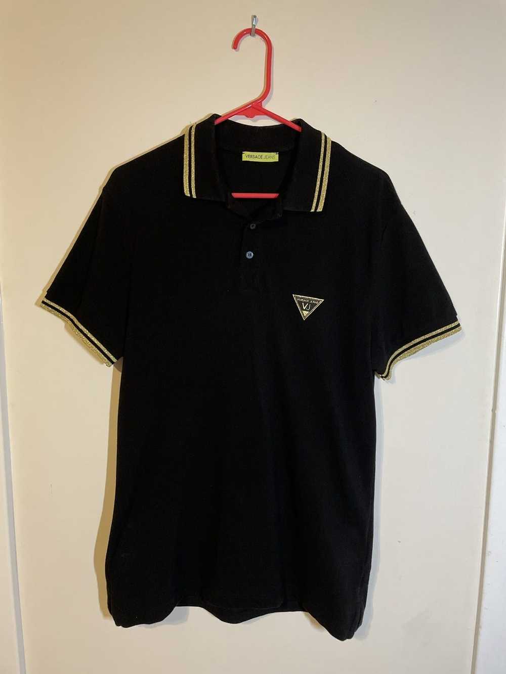 Versace Jeans Couture Black Versace Polo w/ gold trimgold trim