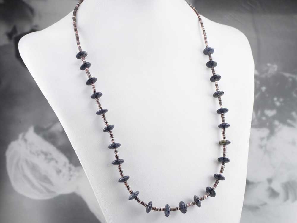 Lapis and Heishi Shell Beaded Necklace - image 10