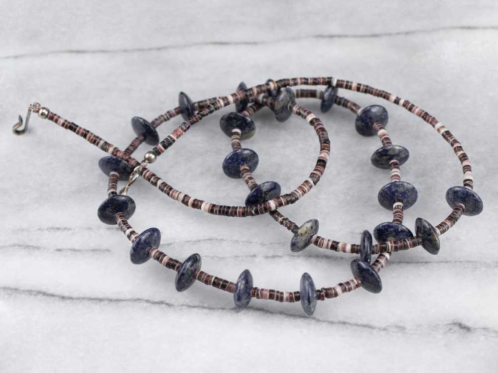Lapis and Heishi Shell Beaded Necklace - image 1