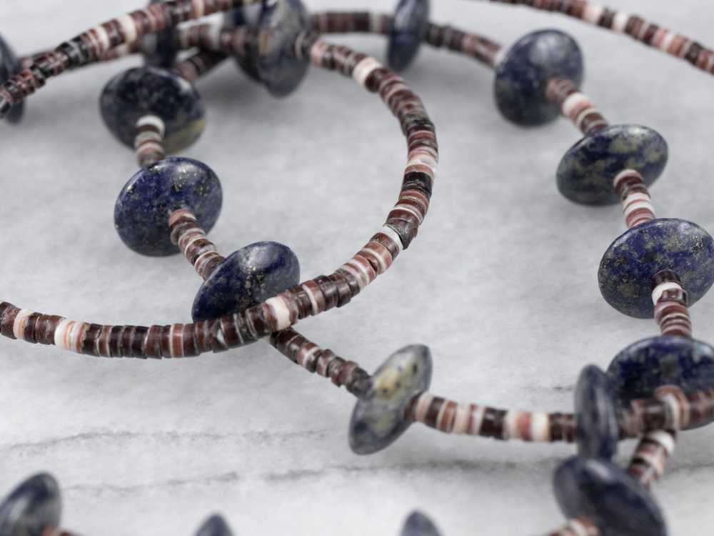 Lapis and Heishi Shell Beaded Necklace - image 2