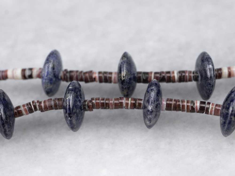 Lapis and Heishi Shell Beaded Necklace - image 3