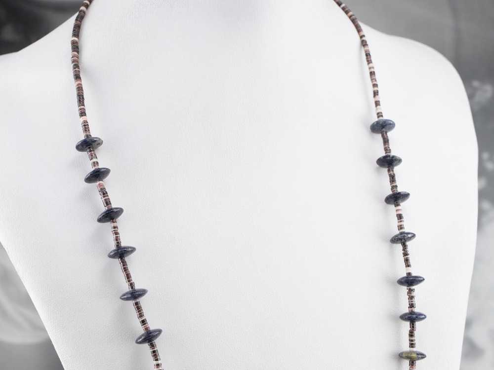 Lapis and Heishi Shell Beaded Necklace - image 9