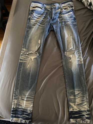 Rockstar Men’s Black Moto Distressed Zippers Jeans Sz 40 x 34