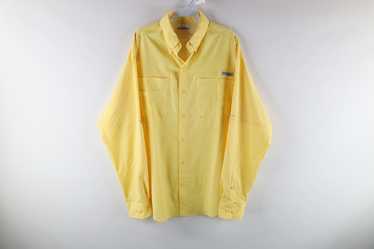 COLUMBIA Men's XL PFG Bahama II Long Sleeve Fishing Shirt Yellow Vented
