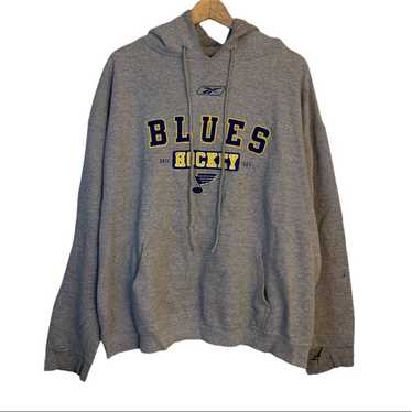 Antigua St Louis Blues Women's Navy Blue Axe Bunker Hooded Sweatshirt, Navy Blue, 86% Cotton / 11% Polyester / 3% SPANDEX, Size L, Rally House