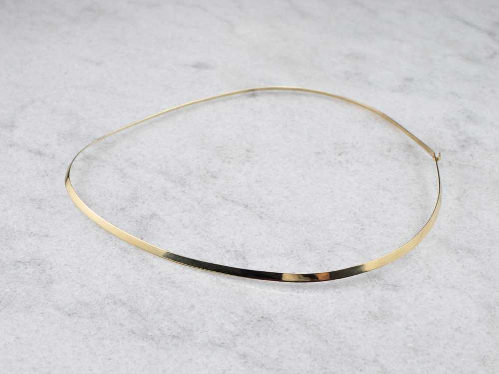 Sleek Yellow Gold Tapered Collar Necklace - image 3
