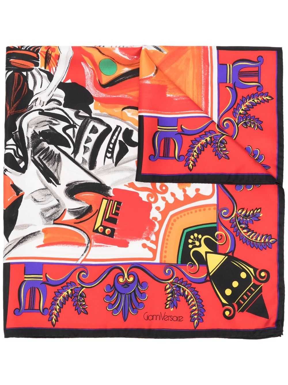 Versace Pre-Owned 1990s graphic-print silk scarf … - image 1