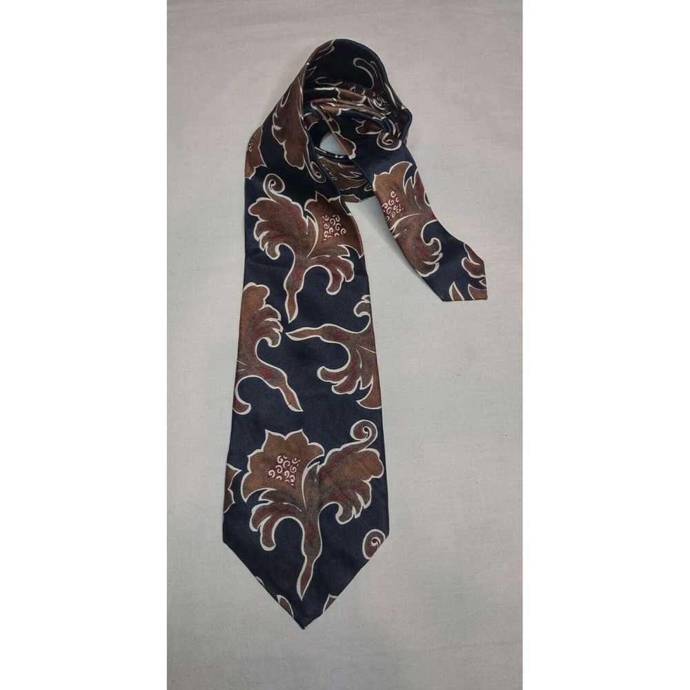 Other Je Suis Neck Tie Brown & Navy Blue Florals … - image 7