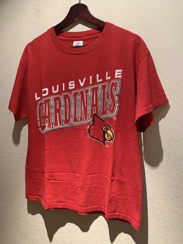 Louisville Cardinals Shirt Mens Medium Black Red Short Sleeve Spell Out  Champion