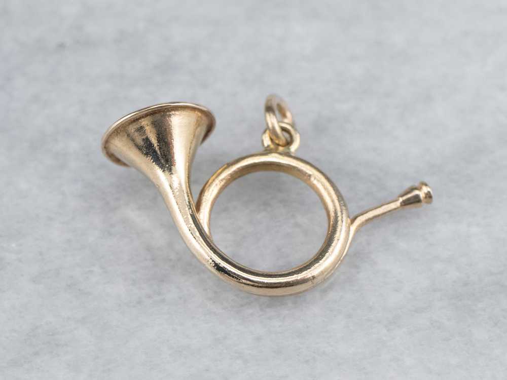 Vintage Gold French Horn Charm Pendant - image 1