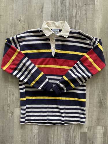 Lands End Multicolored Striped Long Sleeve Polo