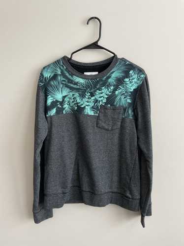 Pacsun Long sleeve green/gray floral cotton tee