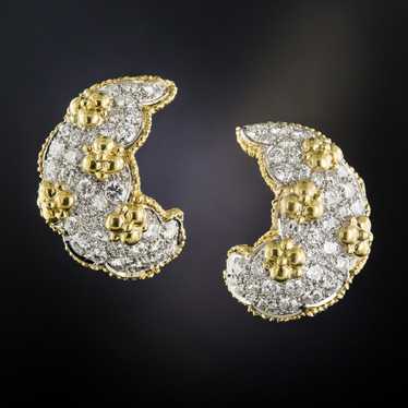 Platinum and 18K Pavé Diamond Ear Clips - image 1