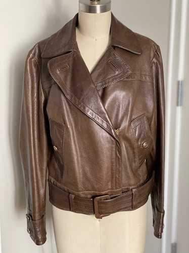 Vintage Gucci Brown Leather Moto Jacket