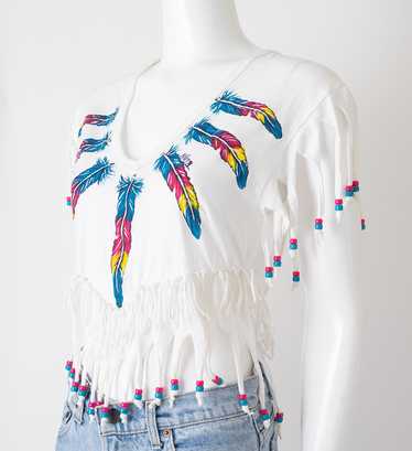 1980s Hand Painted New Wave Crop Top