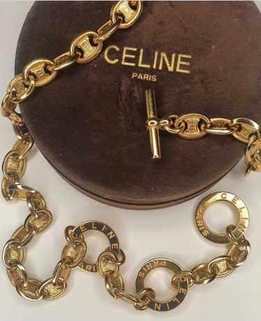 Celine Vintage CELINE logo long necklace