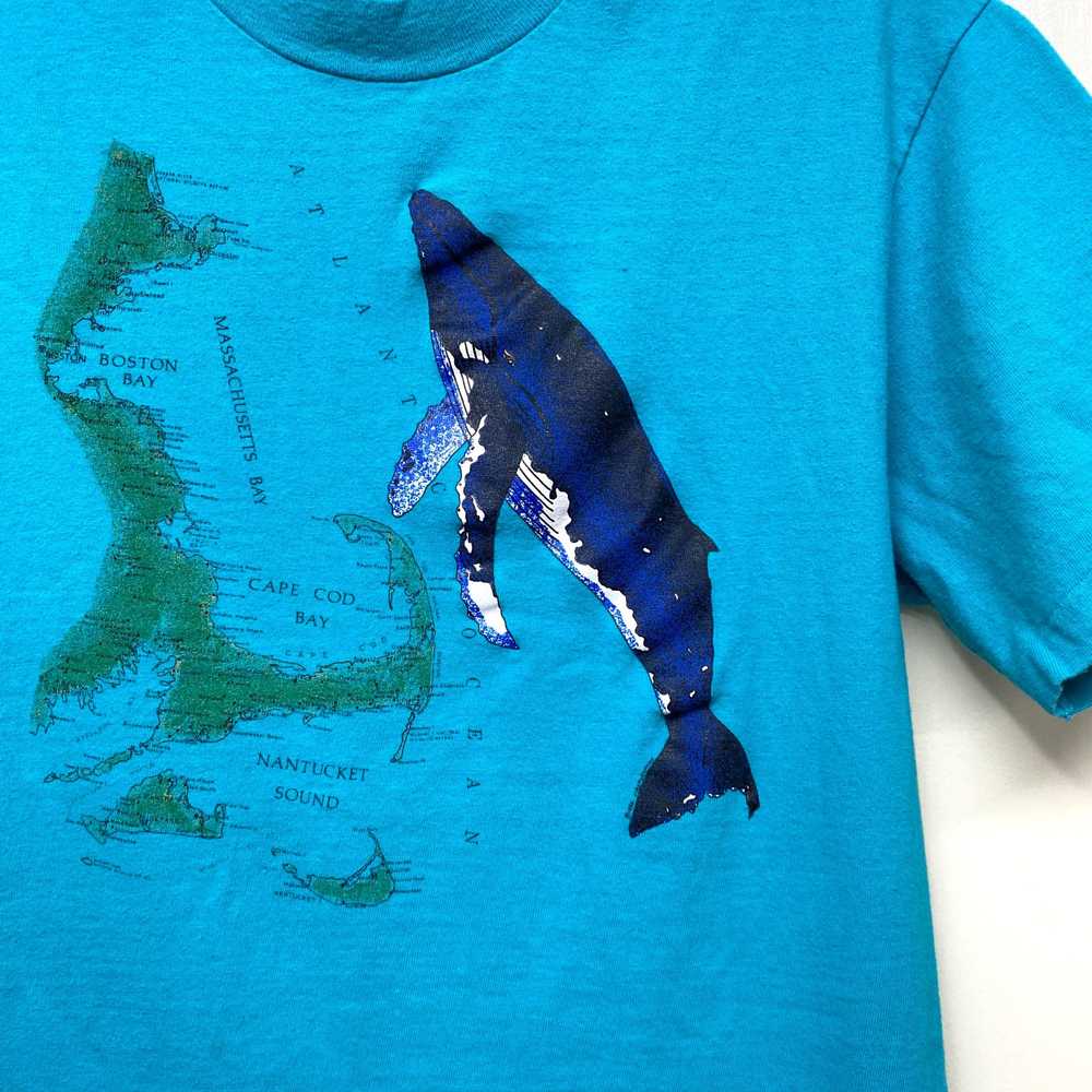 1980s Cape Cod map and whale t-shirt turquoise bl… - image 3