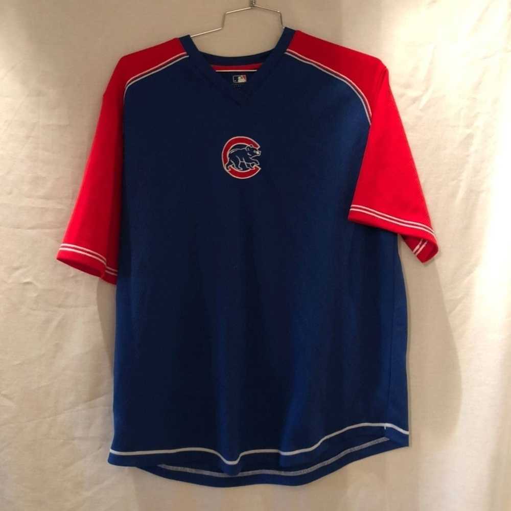 EUC Nike MLB Chicago Cubs Boys 12/14 Medium M Jersey Blue Button Embroidered