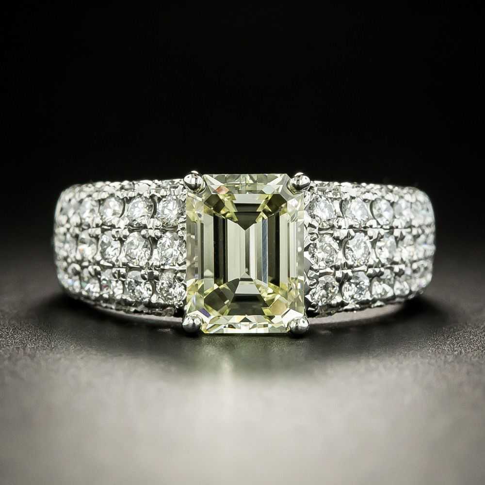 Estate 1.97 Carat Emerald-Cut Diamond Pave Ring -… - image 1