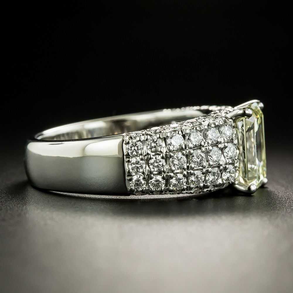 Estate 1.97 Carat Emerald-Cut Diamond Pave Ring -… - image 2