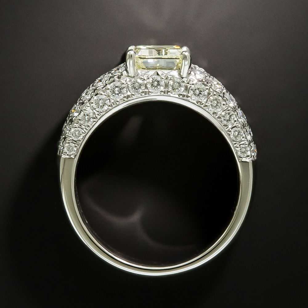 Estate 1.97 Carat Emerald-Cut Diamond Pave Ring -… - image 3