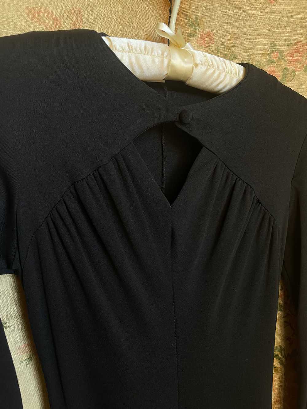 1970s Black Polyester Midi Dress Cutout - image 9