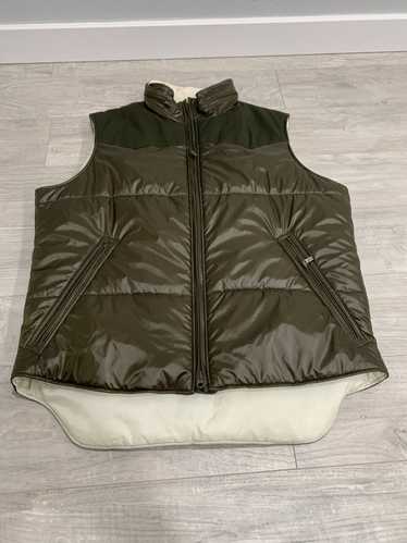 Y-3 Olive Solid Two Toned Nylon Zip Up & Hood Vest