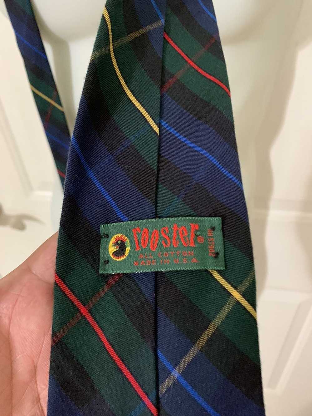 Vintage Rooster Cotton Plaid Wide tie - image 8