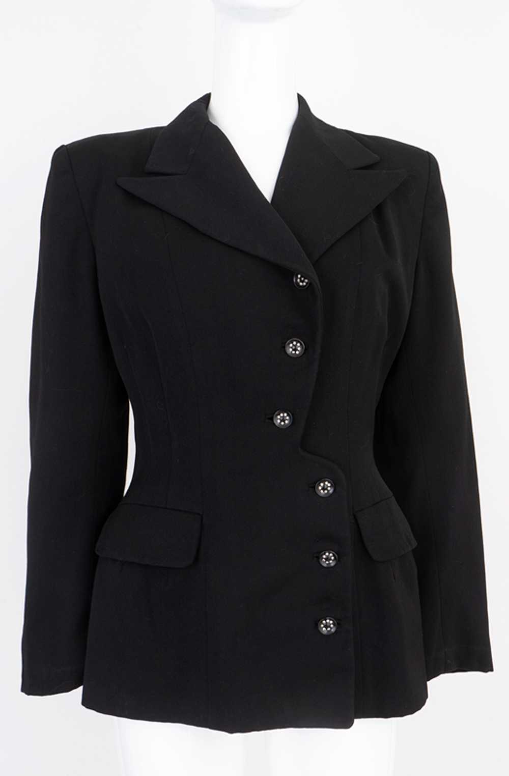 1940s Black Gabardine Fitted Jacket - Gem